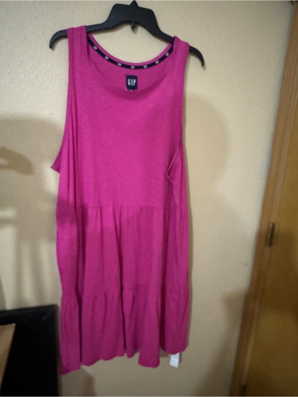 GAP Sleeveless Tiered Midi Dress in Bright Pink